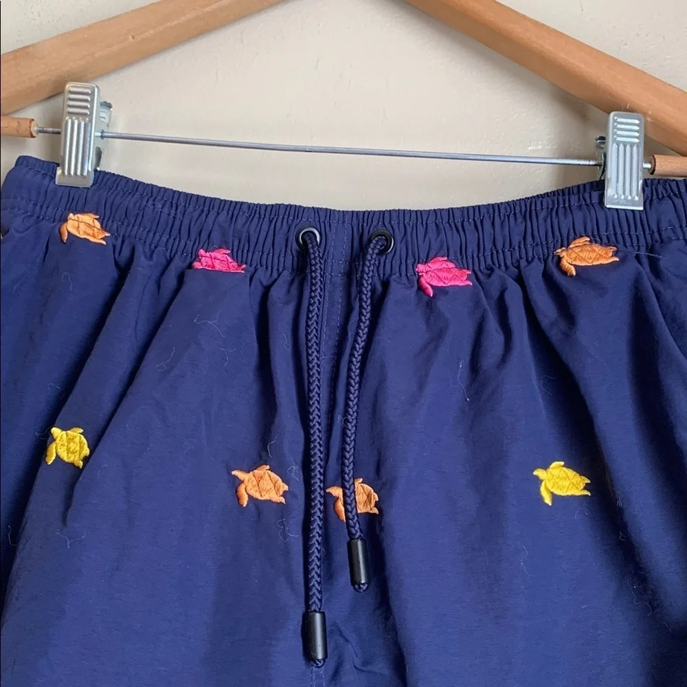 Warren Webber Swim Trunks beachwear blue with turtles Drawstring